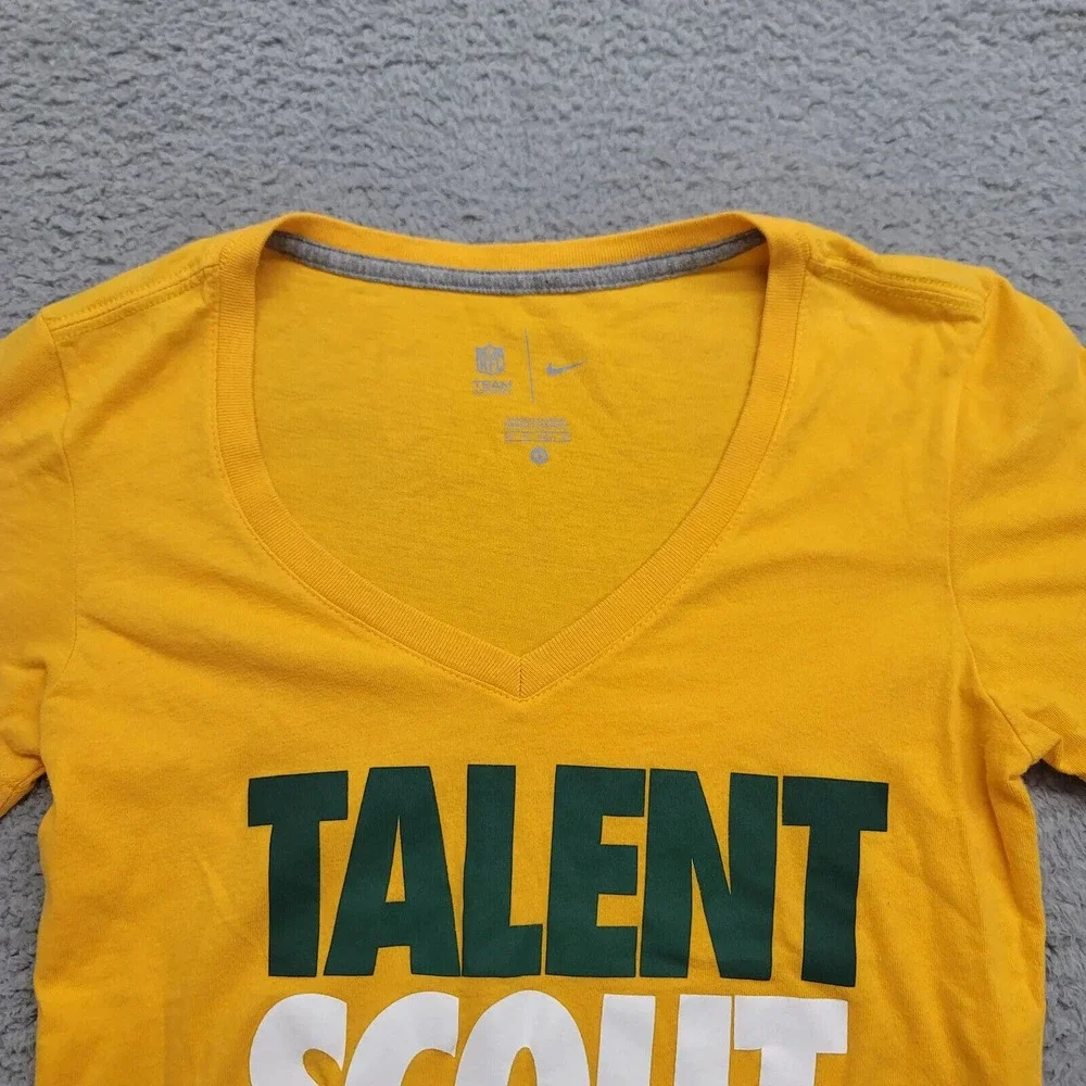 Nike Shirt Womens XS Yellow Green‎ Bay Packers Talent Scout Spellout Logo NFL